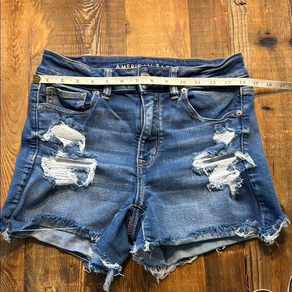 American Eagle Outfitters Women's Blue Distressed Denim Shorts